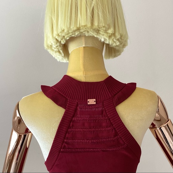 For Love & Lemons knitz Burgundy Halter Dress M - Picture 6 of 8